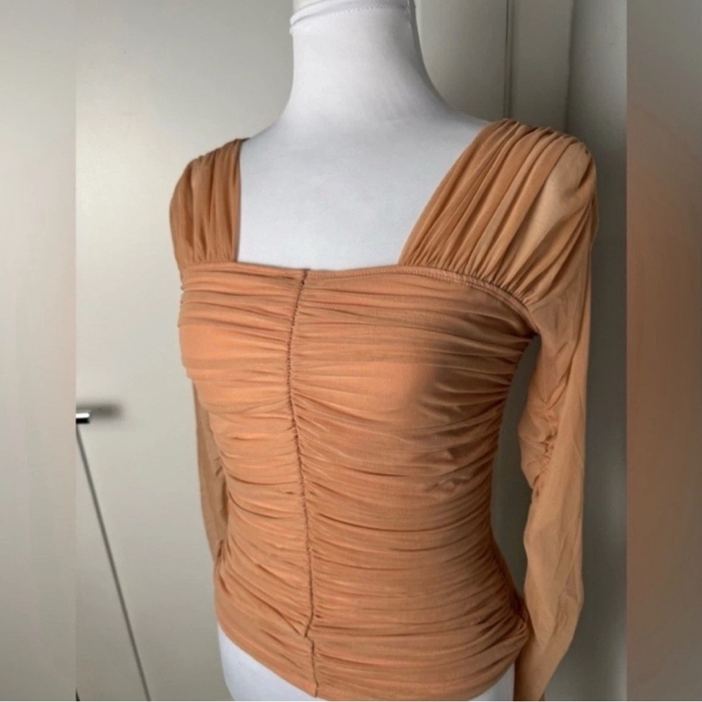 A.L.C Jackie Ruched Tulle Jersey Long Sleeve Top /SMALL - Picture 5 of 11